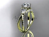 Unique 14k yellow gold diamond engagement ring "Forever One" Moissanite ADLR318 - Vinsiena Designs
