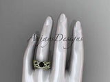 14k yellow gold floral diamond engagement set enhanced Black Diamond ADLR270S - Vinsiena Designs