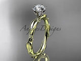 14k yellow gold diamond wedding ring "Forever One" Moissanite  ADLR178 - Vinsiena Designs