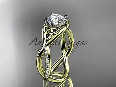 14k yellow gold celtic trinity knot engagement ring,wedding Moissanite CT790