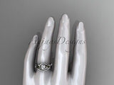 Unique Platinum diamond engagement set "Forever One" Moissanite ADLR226S - Vinsiena Designs