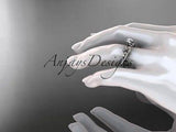 Unique platinum diamond flower, wedding ring, engagement ring ADLR221P - Vinsiena Designs