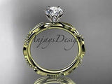14k yellow gold diamond vine and leaf wedding ring   ADLR178 - Vinsiena Designs