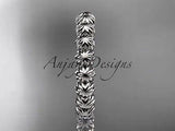 14kt white gold diamond flower wedding band, engagement ring ADLR42 - Vinsiena Designs