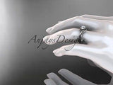 14kt white gold diamond flower wedding ring,engagement ring  ADLR218 - Vinsiena Designs