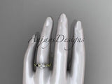 14k yellow gold diamond wedding ring "Forever One" Moissanite  ADLR178 - Vinsiena Designs