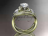 Unique 14kt yellow gold diamond engagement set, wedding ring ADLR320S - Vinsiena Designs