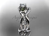 Unique Platinum diamond engagement set "Forever One" Moissanite ADLR226S - Vinsiena Designs
