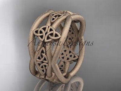 14kt rose gold celtic knot, matte finish, wedding band, engagement ring CT7519G - Vinsiena Designs