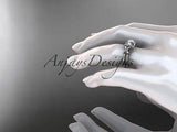14kt white gold diamond floral wedding ring, engagement ring  ADLR140 - Vinsiena Designs