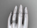 14kt white gold diamond floral wedding ring, engagement ring  ADLR216 - Vinsiena Designs