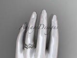 Unique Platinum diamond floral, Moissanite, engagement set ADLR248S - Vinsiena Designs