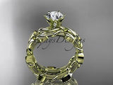 Unique 14kt yellow gold diamond floral, Moissanite, engagement set ADLR248S - Vinsiena Designs