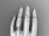14k yellow gold diamond vine and leaf wedding ring, engagement set ADLR178S - Vinsiena Designs