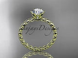 14k yellow gold diamond vine and leaf wedding ring, engagement ring ADLR34 - Vinsiena Designs
