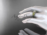 Unique 14kt yellow gold diamond flower wedding ring, engagement ring ADLR219 - Vinsiena Designs