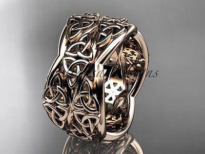 14kt rose gold celtic trinity knot wedding band, engagement ring CT7352G - Vinsiena Designs