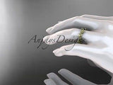 14k yellow gold leaf and vine wedding band, engagement ring ADLR4G - Vinsiena Designs
