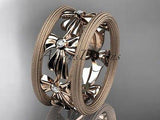 14kt rose gold bow wedding band, engagement ring ADLR236 - Vinsiena Designs