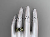 Unique 14k yellow gold diamond  engagement set, enhanced Black Diamond ADLR238S - Vinsiena Designs
