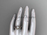 14k rose gold celtic trinity knot engagement set, wedding ring CT790S