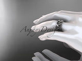 14kt white gold diamond leaf and vine  wedding band ADLR49 - Vinsiena Designs