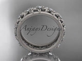 14kt white gold diamond flower wedding, engagement ring, wedding band ADLR163 - Vinsiena Designs