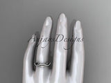 Platinum diamond leaf and vine engagement ring, wedding band ADLR100B - Vinsiena Designs