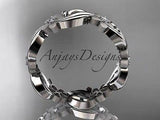 14kt white gold diamond flower,engagement ring, wedding band ADLR191 - Vinsiena Designs