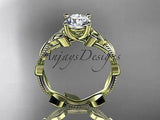 14k yellow gold diamond, celtic trinity knot engagement ring, Moissanite CT7238 - Vinsiena Designs