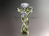 Unique 14k yellow gold diamond engagement ring "Forever One" Moissanite ADLR320 - Vinsiena Designs