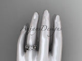 14kt white gold diamond floral engagement ring "Forever One" Moissanite ADLR192 - Vinsiena Designs