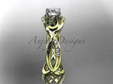 Unique 14kt yellow gold diamond tulip flower,  engagement ring ADLR226 - Vinsiena Designs