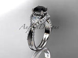 Unique 14k white gold diamond engagement ring, enhanced Black Diamond ADLR319 - Vinsiena Designs