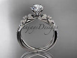 Unique platinum diamond flower, wedding ring, engagement ring ADLR221P - Vinsiena Designs