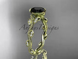 14k yellow gold diamond vine leaf engagement ring, Enhanced Black Diamond ADLR33 - Vinsiena Designs