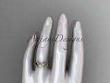 14k yellow gold leaf and vine wedding band, engagement ring ADLR58G - Vinsiena Designs