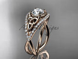 14kt rose gold celtic trinity knot engagement ring,diamond wedding ring CT788 - Vinsiena Designs