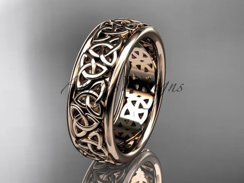14kt rose gold celtic trinity knot wedding band, engagement ring CT7163G - Vinsiena Designs