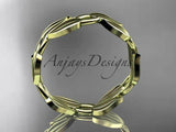 14k yellow gold leaf and vine wedding band, engagement ring ADLR58G - Vinsiena Designs