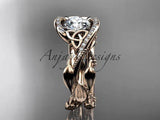 14kt rose gold celtic trinity knot engagement set, wedding ring CT764S - Vinsiena Designs