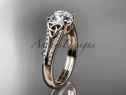 14kt rose gold celtic trinity knot engagement ring ,diamond wedding ring CT7108 - Vinsiena Designs