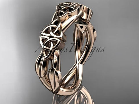 14kt rose gold celtic trinity knot wedding band, engagement ring CT7204G - Vinsiena Designs