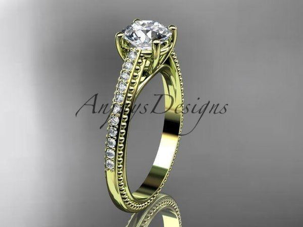 14k yellow gold diamond unique engagement ring, wedding ring ADER87 - Vinsiena Designs