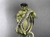 Unique 14kt yellow gold diamond,engagement ring set, Black Diamond ADLR221S - Vinsiena Designs