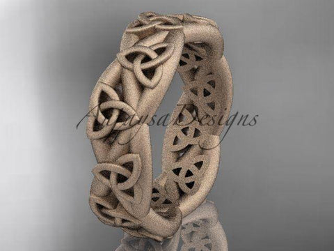 14kt rose gold celtic trinity knot ring, matte finish wedding band, CT7392G - Vinsiena Designs