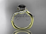 14k yellow gold engagement ring, wedding ring enhanced Black Diamond ADLR277 - Vinsiena Designs