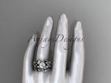 14kt white gold diamond floral, butterfly engagement set, Moissanite ADLR136S - Vinsiena Designs