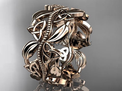 14kt rose gold celtic trinity knot wedding band, engagement ring CT7188G - Vinsiena Designs