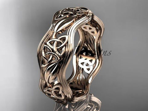 14kt rose gold celtic trinity knot wedding band, engagement ring CT7504G - Vinsiena Designs